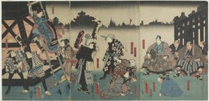 (Scène uit het Kabuki-stuk gebaseerd op het verhaal van Yaoya Oshichi), 1847-1852